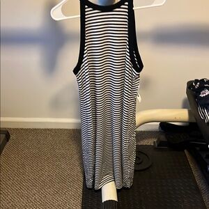 Black and White Striped Sleeveless Dress